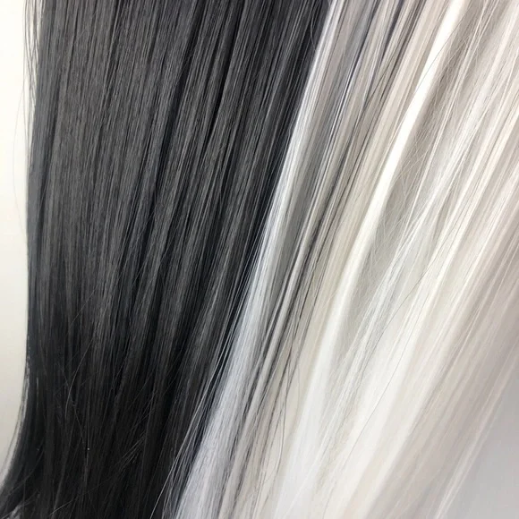 24” BLACK & WHITE STRAIGHT SPLIT DYE LACEFRONT WIG  display picture 3